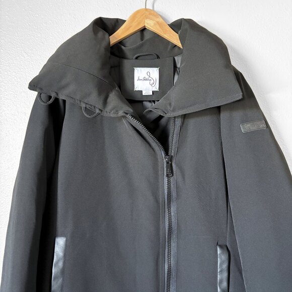 Sam Edelman Asymmetric Zip Parka Black Winter Puffer Coat Womens Large - Picture 6 of 17